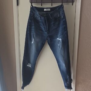 KanCan Dark Wash Distressed Ankle Jeans